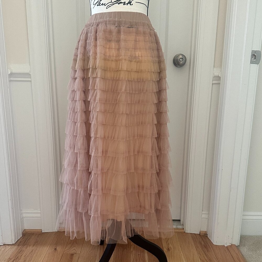 Beige Maxi Tulle Skirt